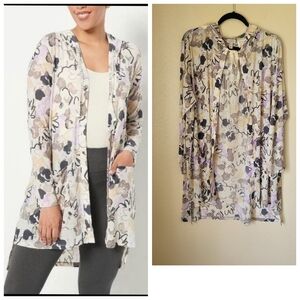 LOGO by Lori Goldstein- Beach to Street Mesh Hooded Cardigan Size XL